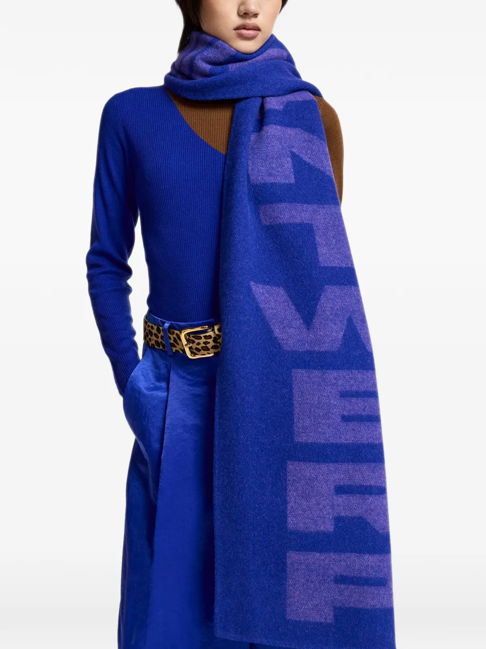 Essentiel Antwerp Sjaal met logo jacquard Blauw