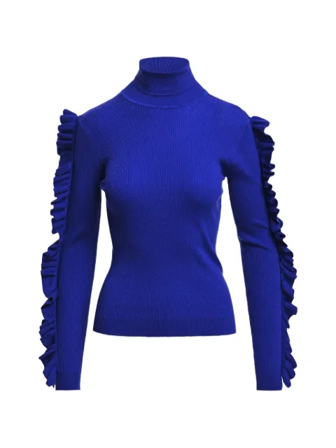 Essentiel Antwerp ruffle-trimmed ribbed sweater