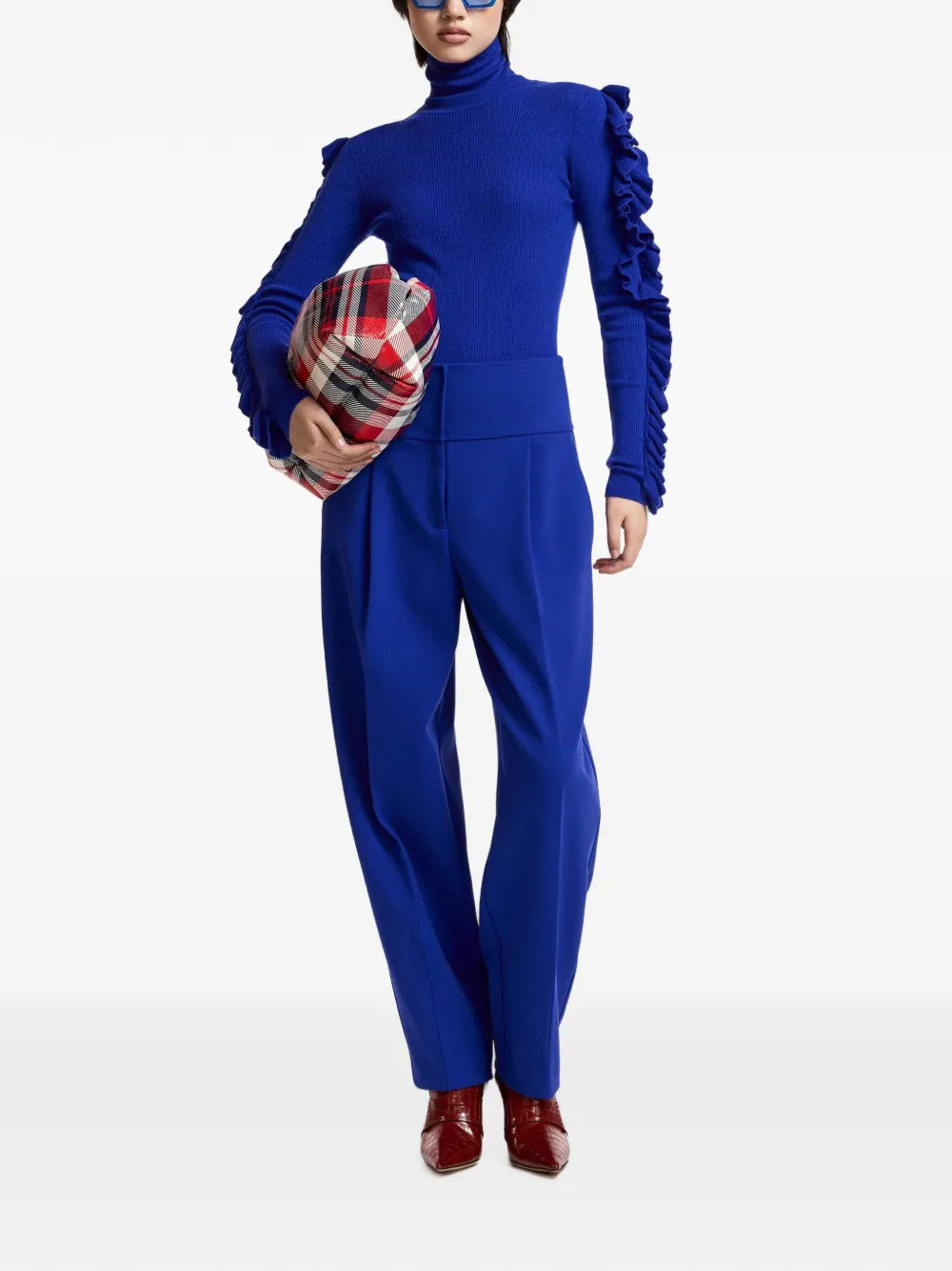 Essentiel Antwerp Kitty trui met ruchemouwen Blauw