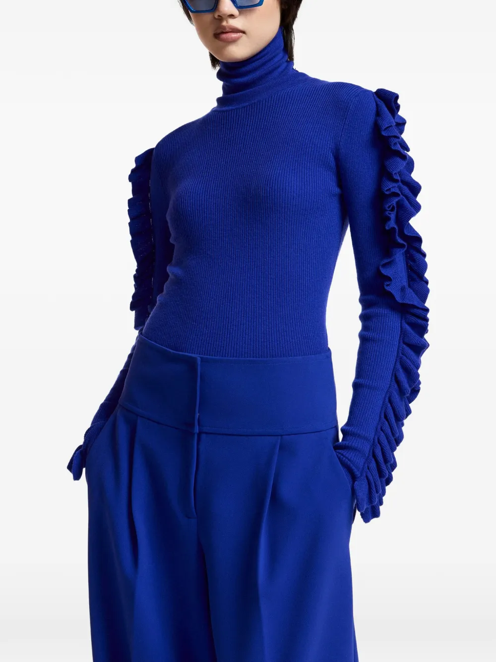 Essentiel Antwerp Kitty trui met ruchemouwen Blauw