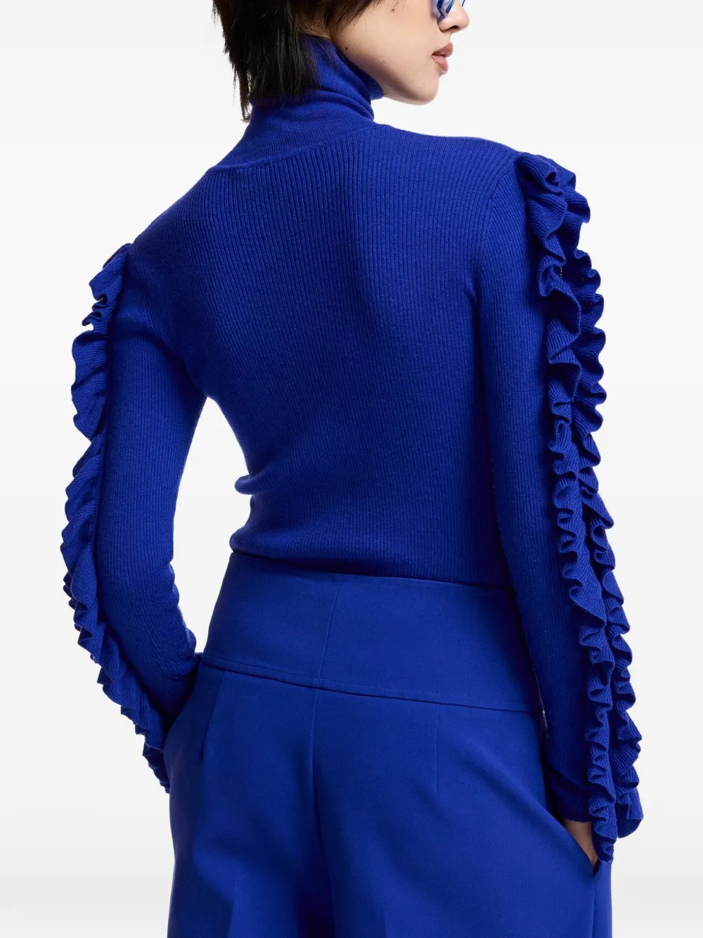 Essentiel Antwerp Kitty trui met ruchemouwen Blauw