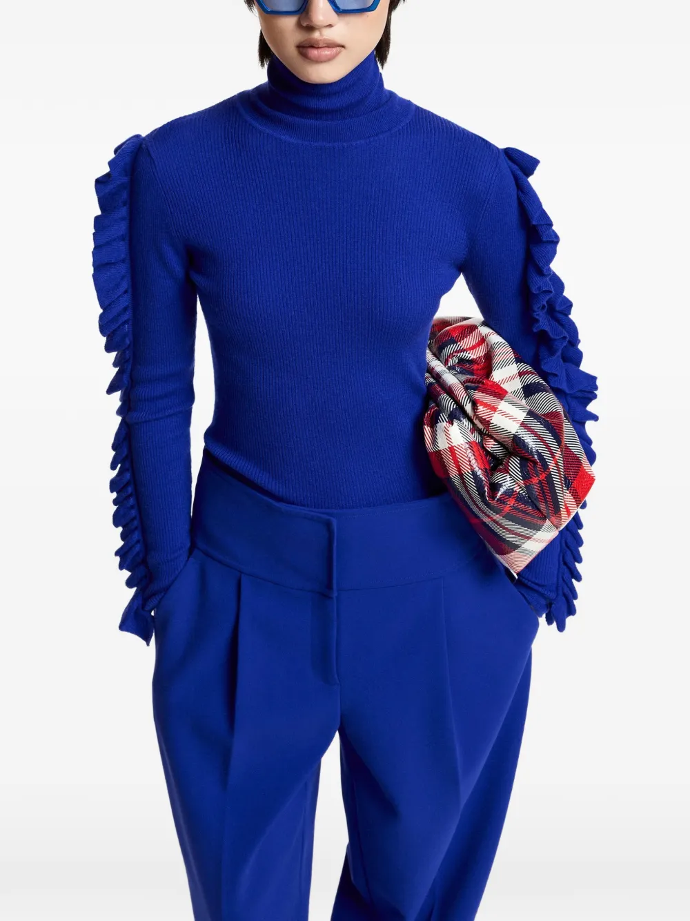 Essentiel Antwerp Kitty trui met ruchemouwen Blauw