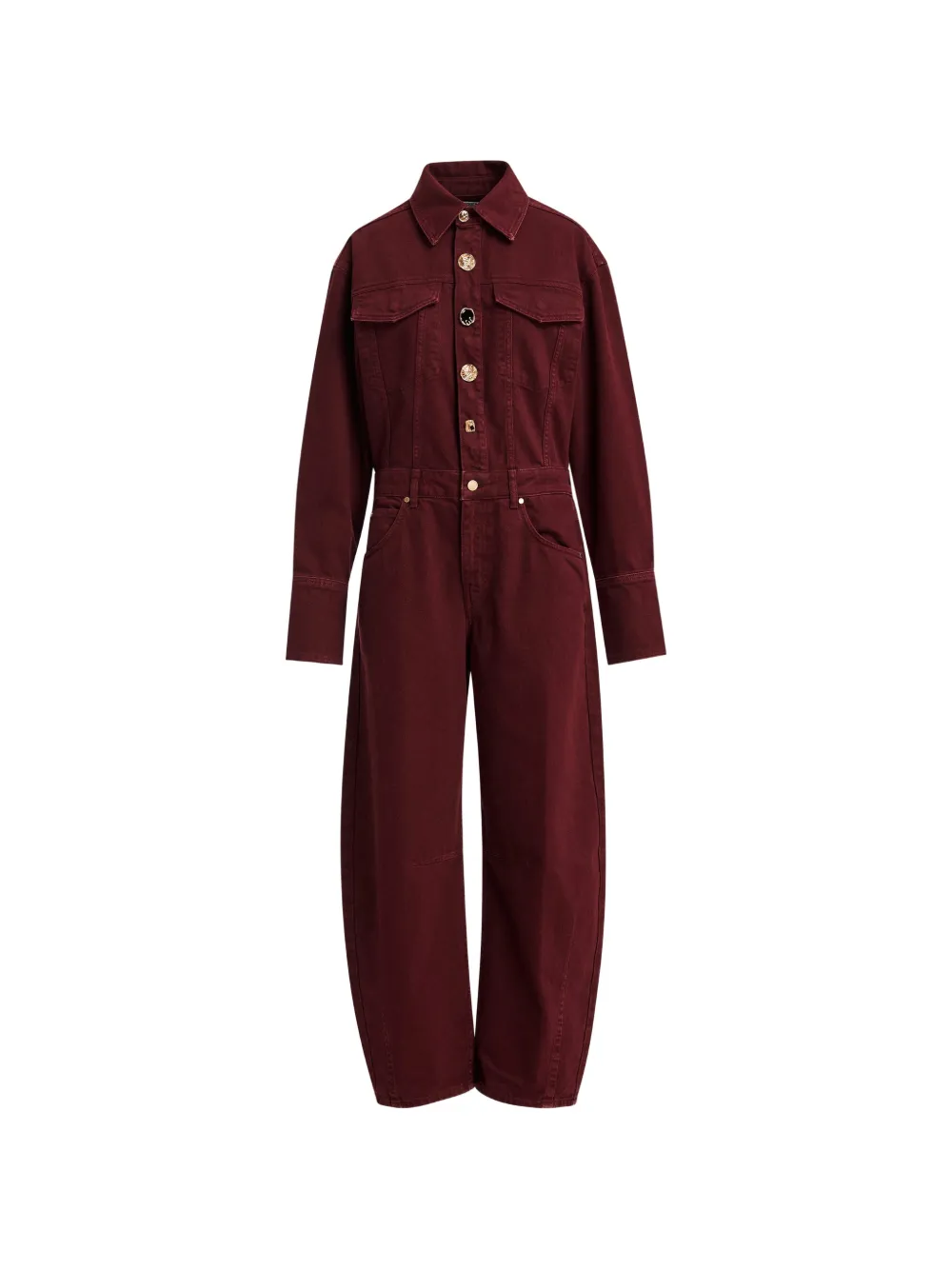 Essentiel Antwerp Jumpsuit mit Schmuckknöpfen im Barrel-Leg-Design - Rot