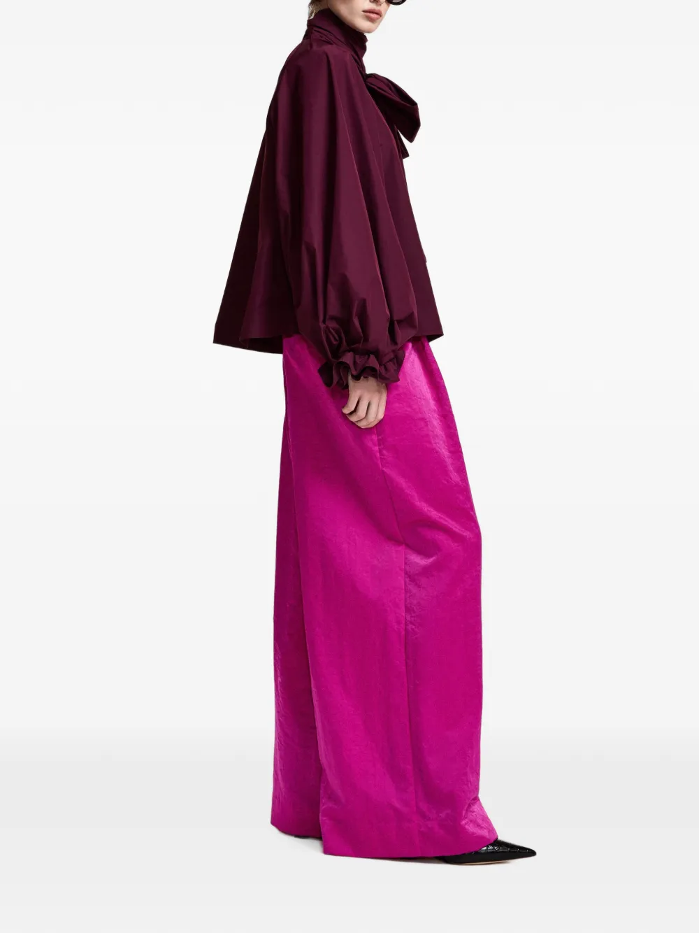 Essentiel Antwerp Keily blouse met volumineuze mouwen en strik Paars