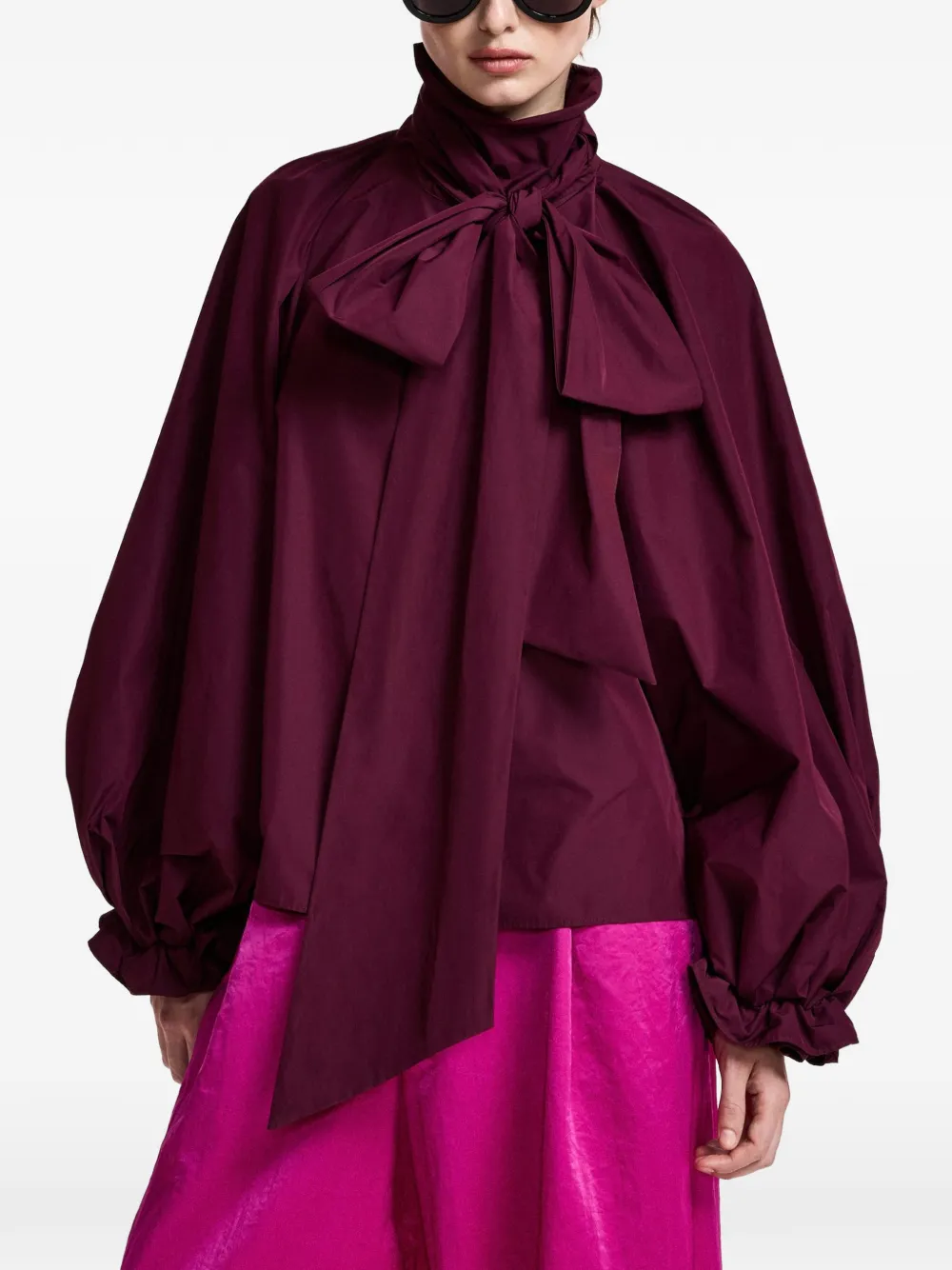Essentiel Antwerp Keily blouse met volumineuze mouwen en strik Paars