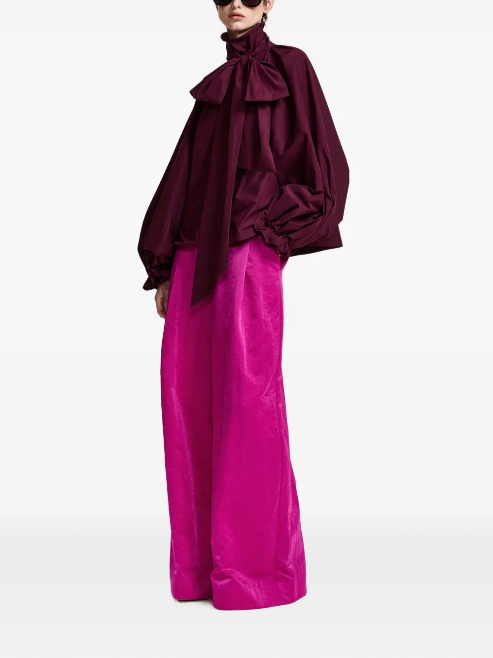 Essentiel Antwerp Keily blouse met volumineuze mouwen en strik Paars