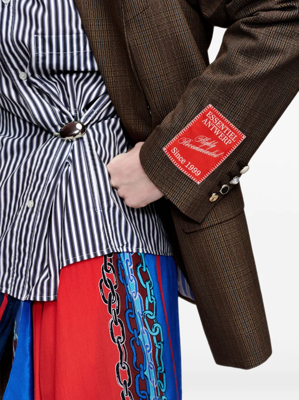Essentiel Antwerp Kit2 geruite blazer met dubbele rij knopen Bruin