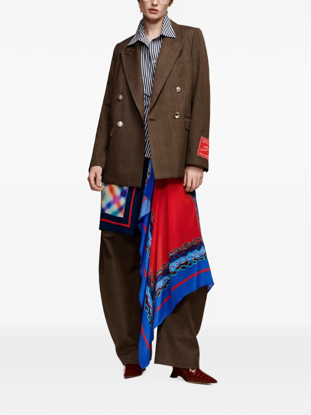 Essentiel Antwerp Kit2 geruite blazer met dubbele rij knopen Bruin