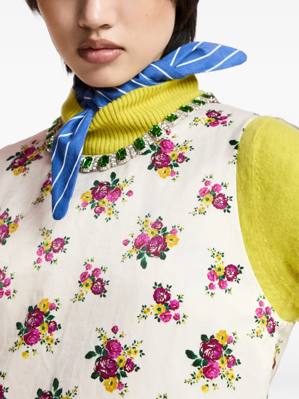 Essentiel Antwerp Verfraaide mini-jurk met bloemenprint Wit