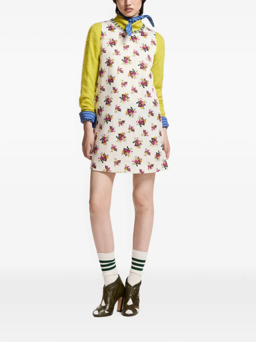 Essentiel Antwerp Verfraaide mini-jurk met bloemenprint Wit