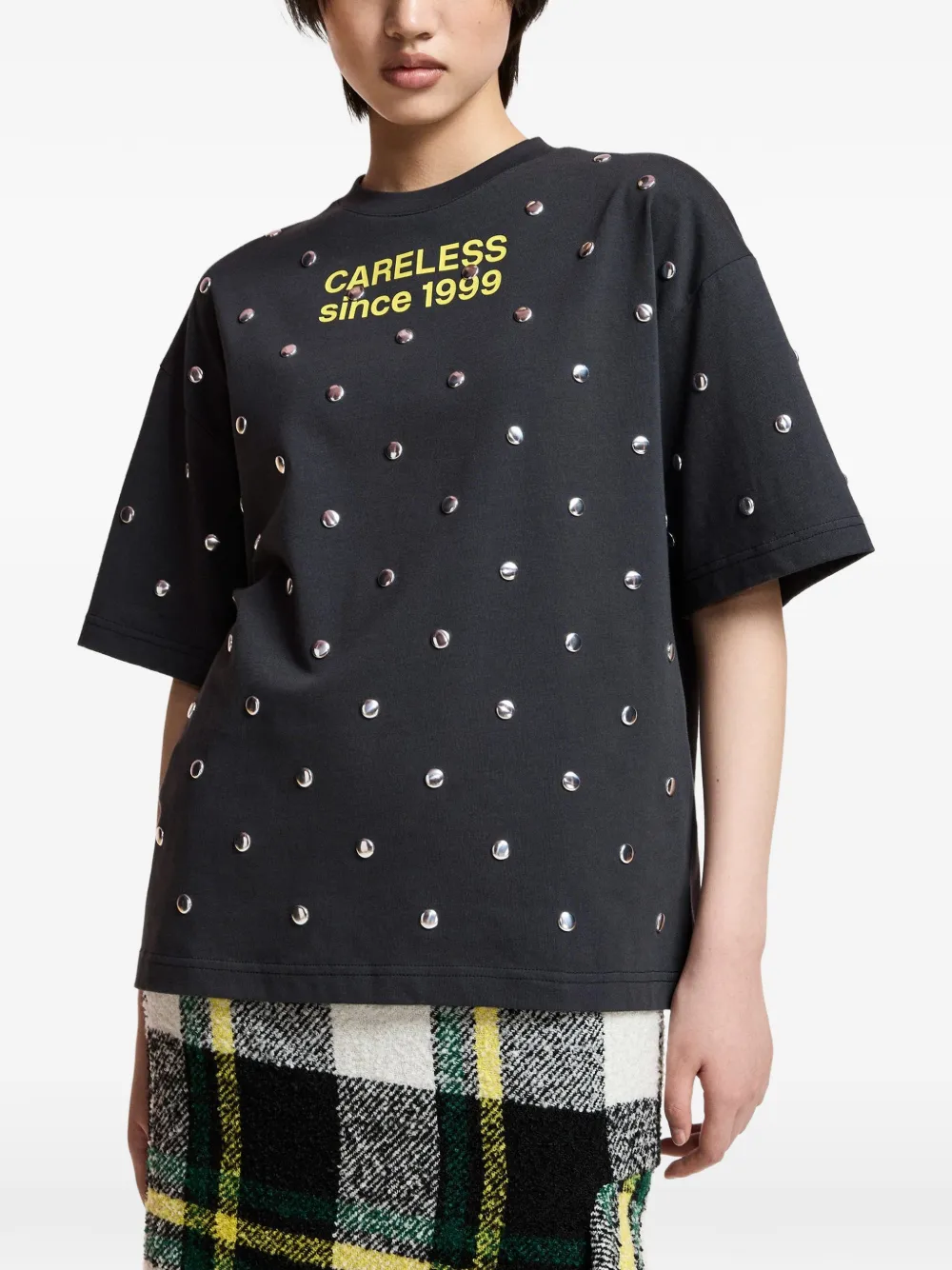 Essentiel Antwerp Kourse T-shirt verfraaid met studs Zwart