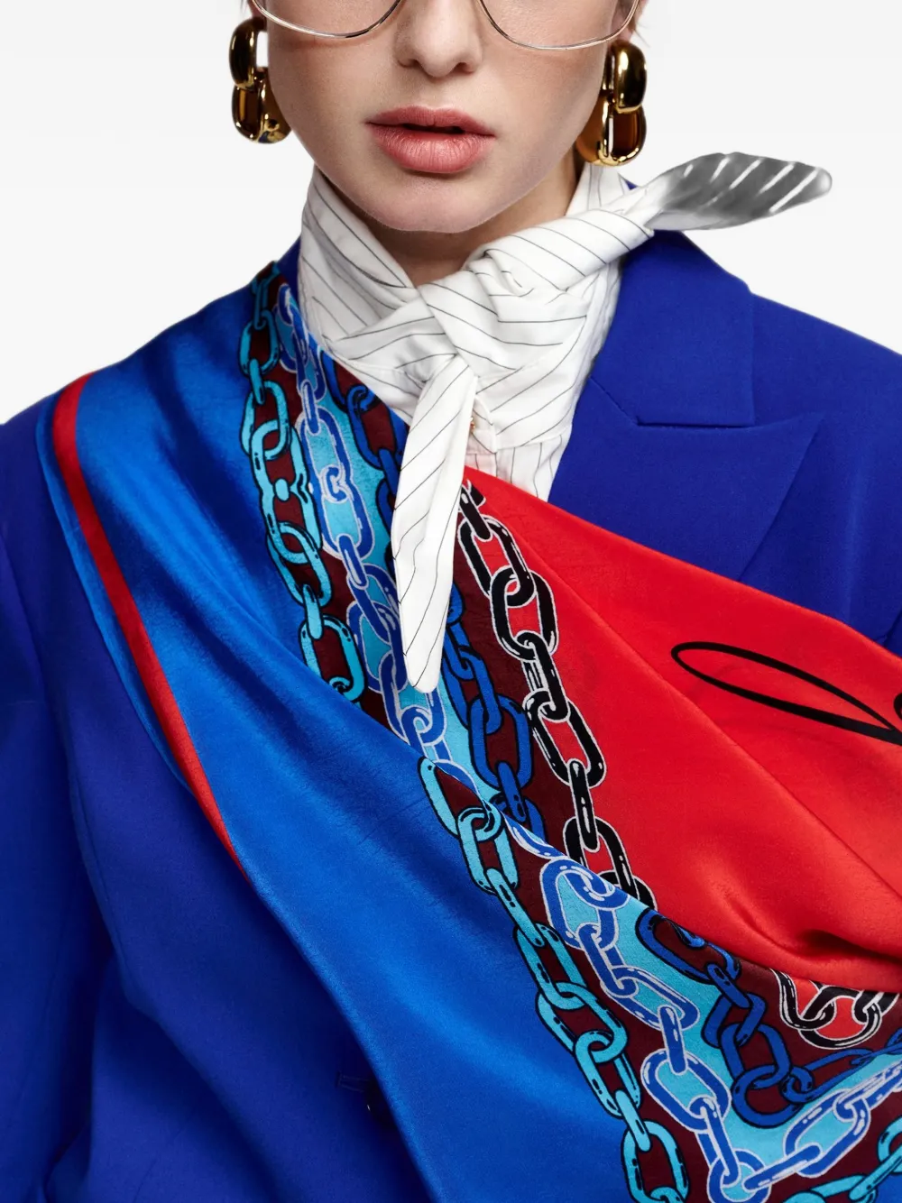 Essentiel Antwerp Klassik sjaal met kettingprint Blauw