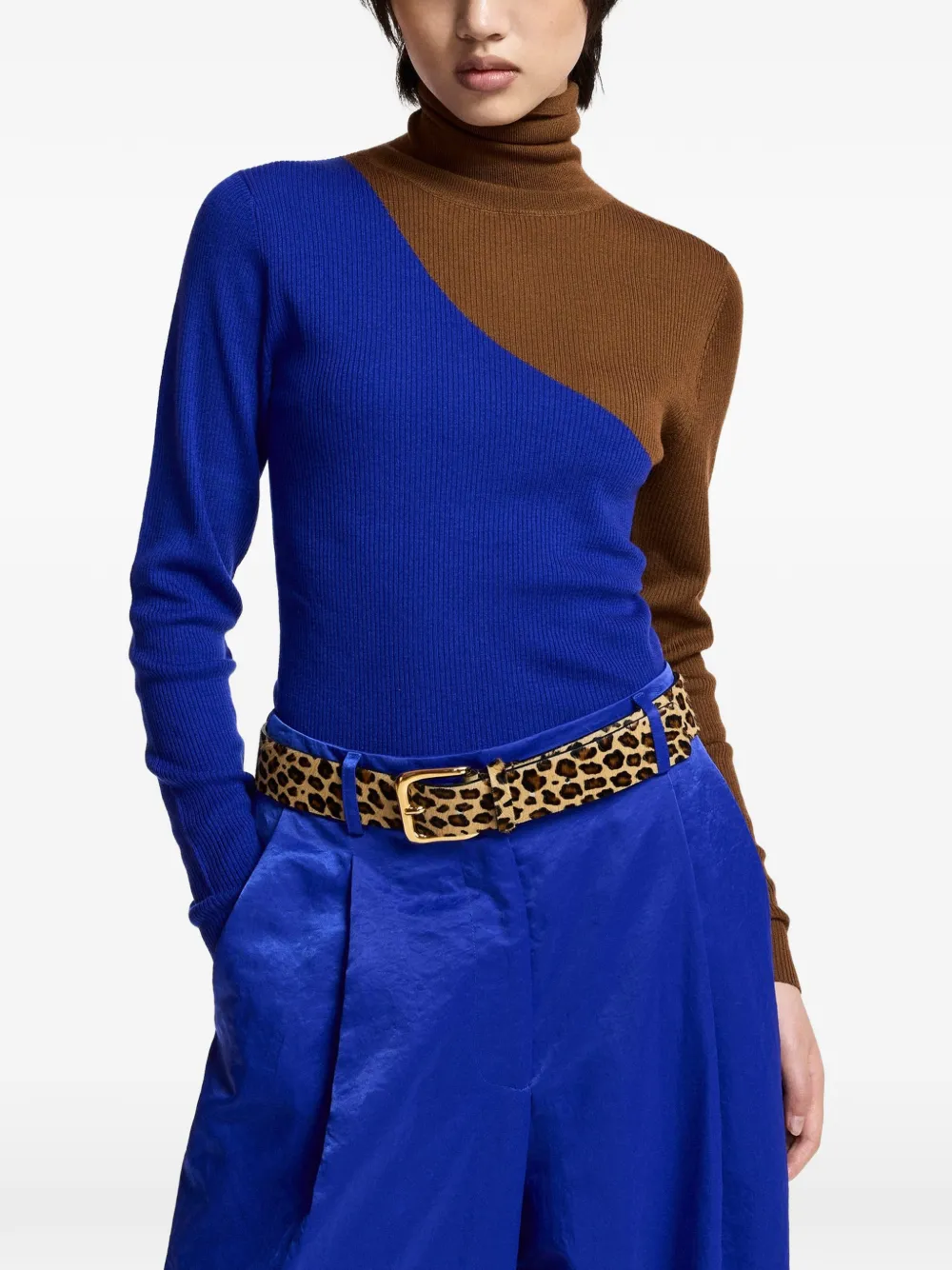 Essentiel Antwerp Ribgebreide tweekleurige trui Blauw