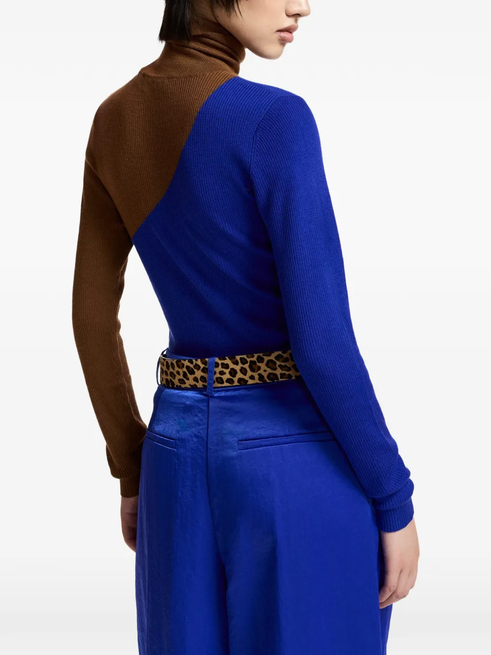 Essentiel Antwerp Ribgebreide tweekleurige trui Blauw