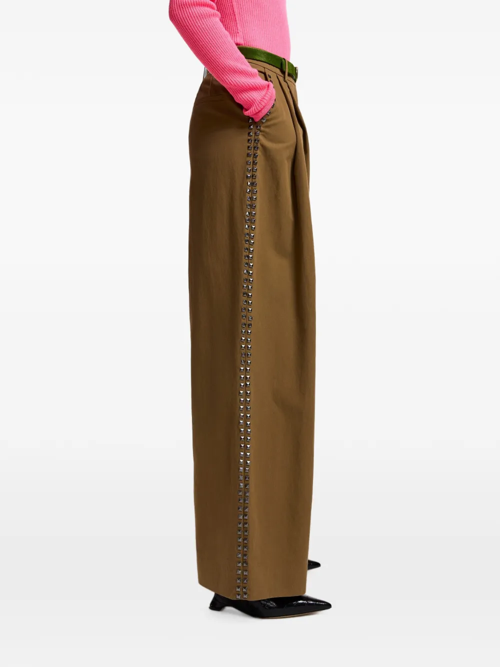Essentiel Antwerp Palazzo plooibroek verfraaid met studs Bruin