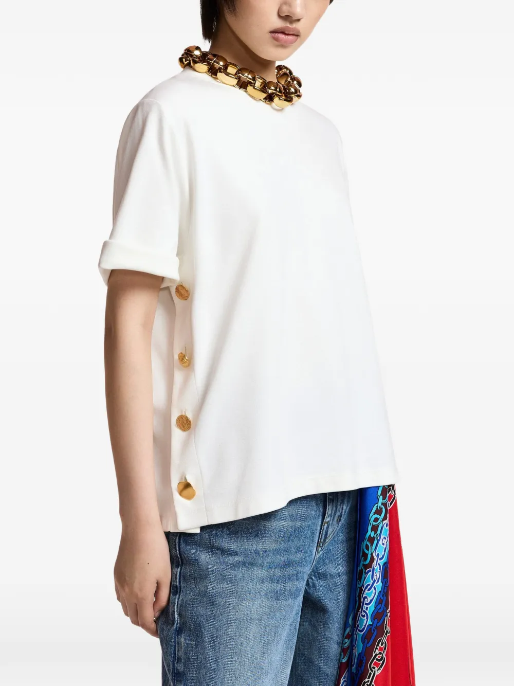 Essentiel Antwerp Korse T-shirt verfraaid met knopen Wit