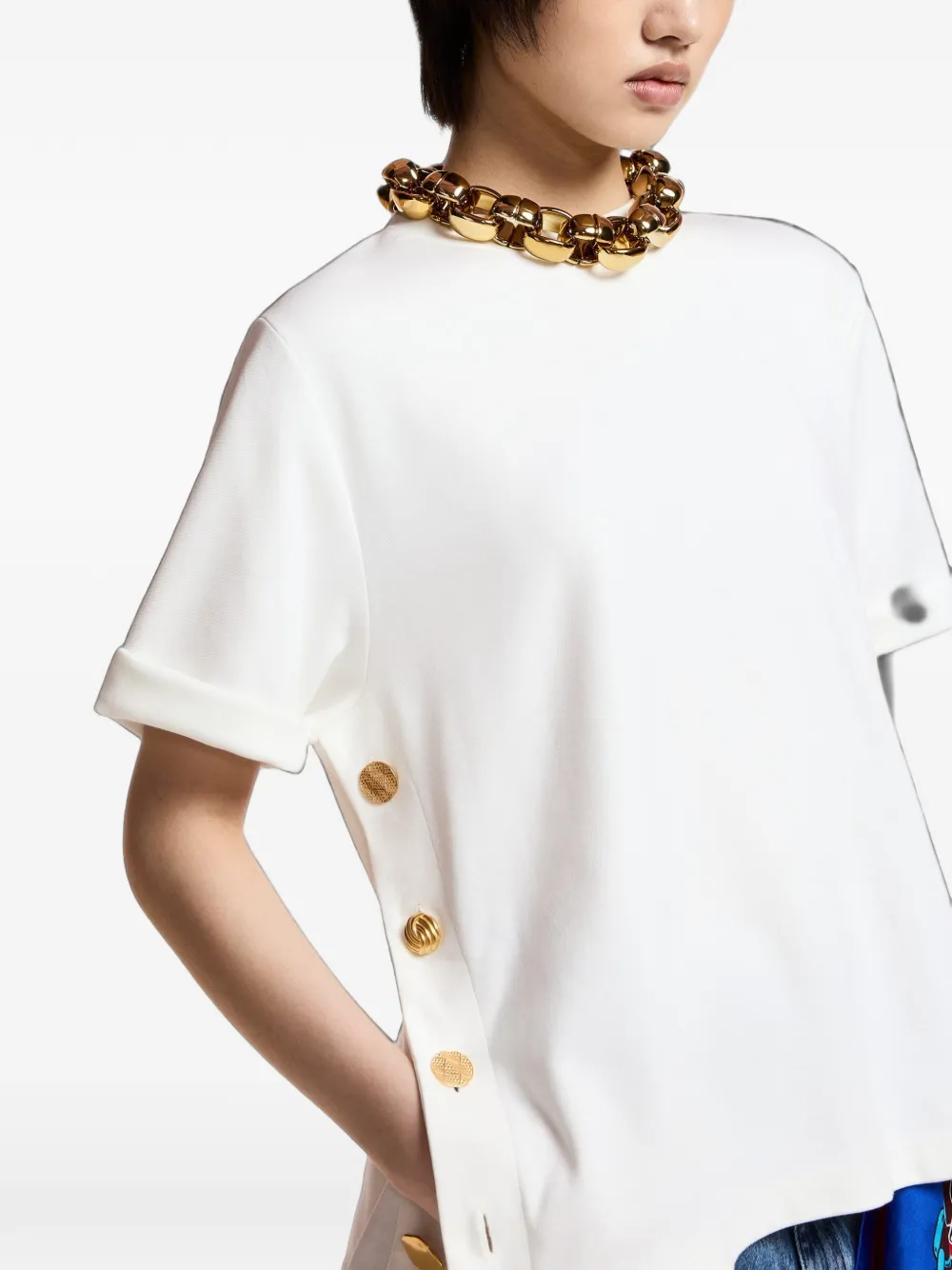 Essentiel Antwerp Korse T-shirt verfraaid met knopen Wit