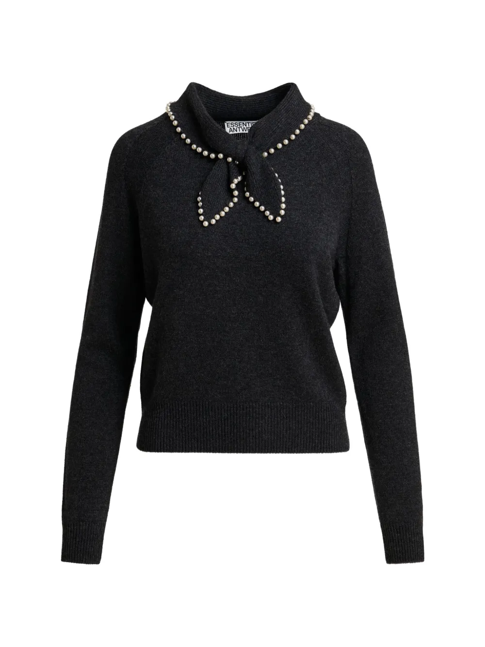 Essentiel Antwerp Pullover mit Kunstperlen und Schleife - Schwarz