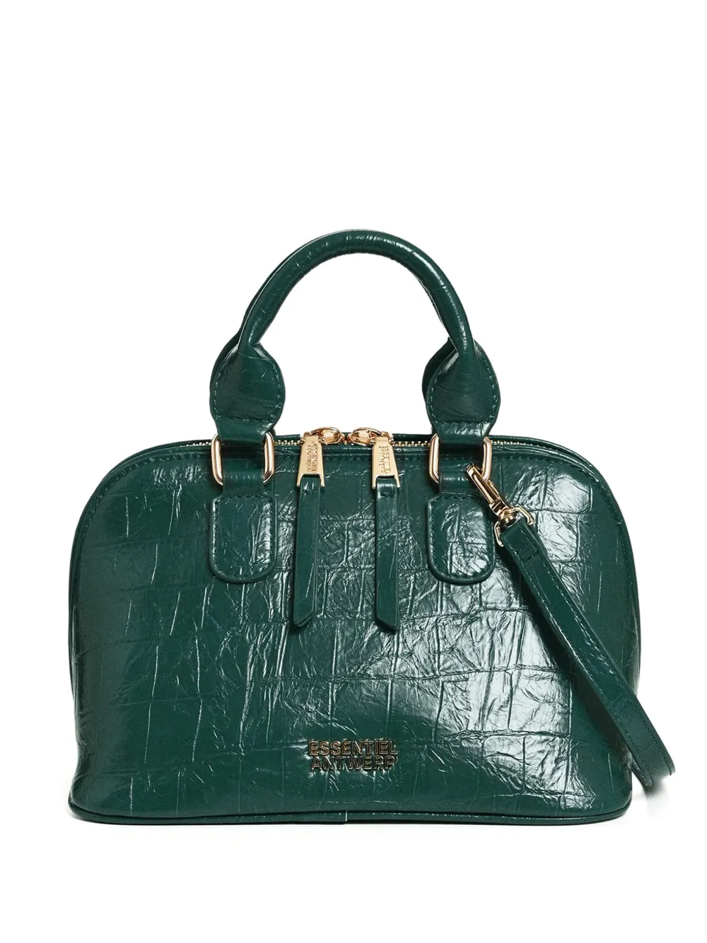 Essentiel Antwerp Borsa bowling con effetto coccodrillo - Verde