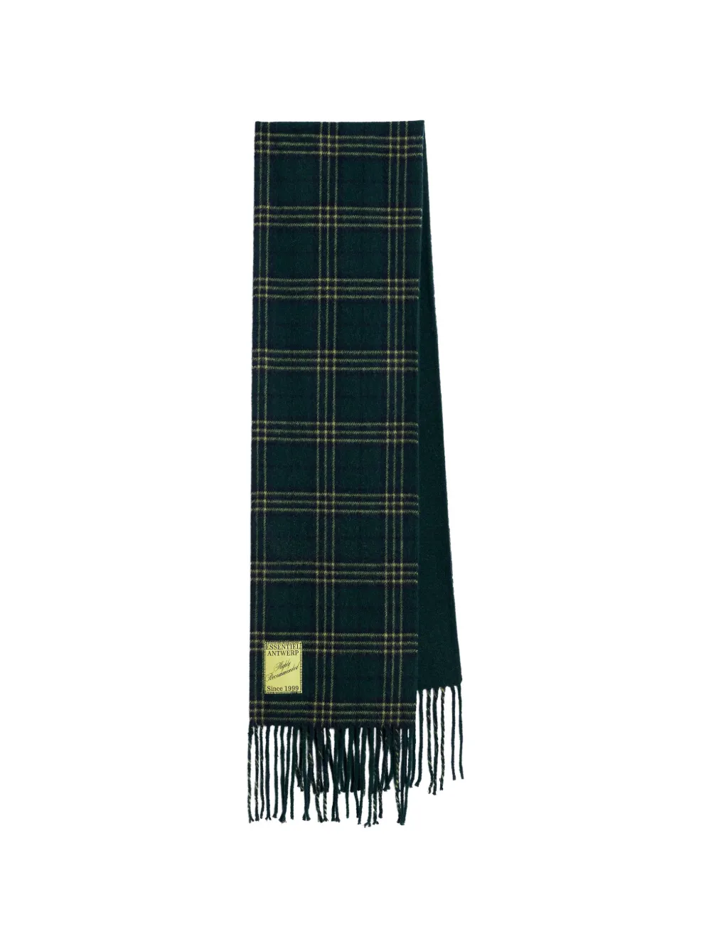Essentiel Antwerp Sciarpa Kattern a quadri con frange - Verde