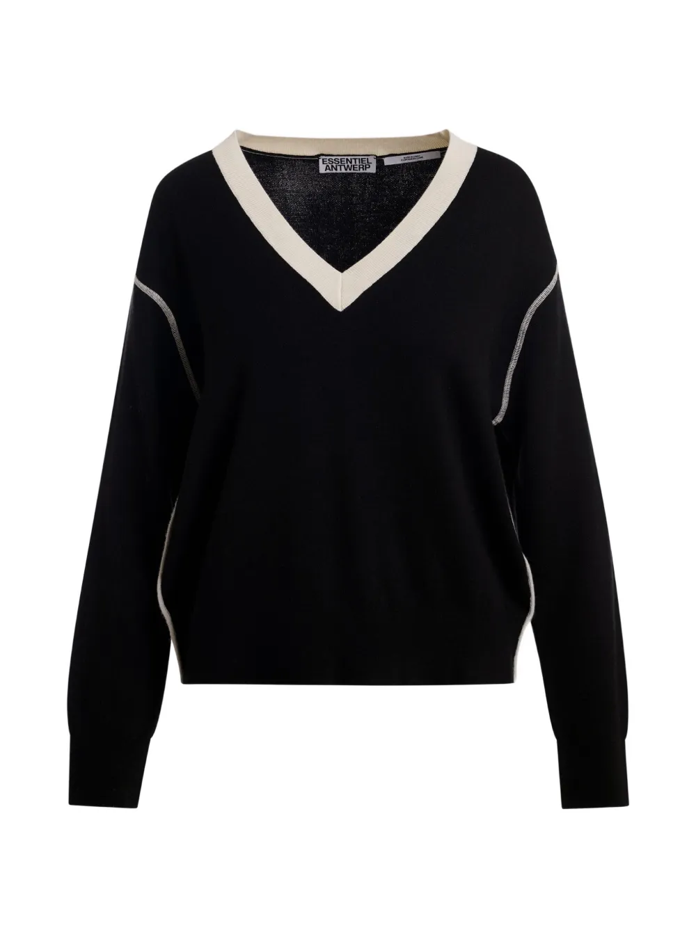 Essentiel Antwerp contrast-trim V-neck sweater - Nero