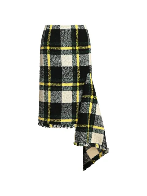 Essentiel Antwerp checked frayed-edge midi skirt