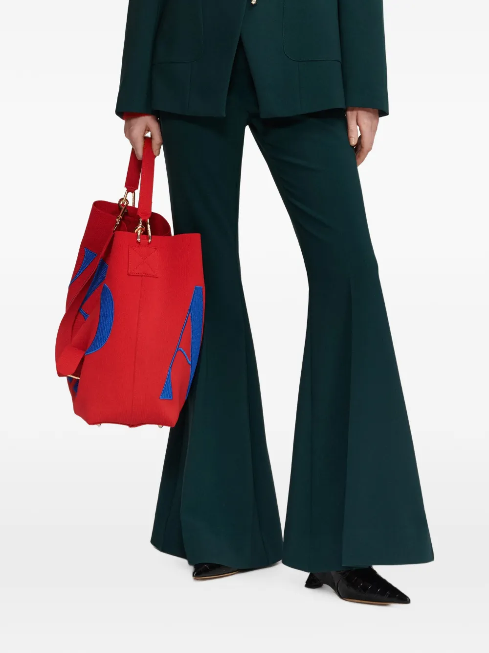 Essentiel Antwerp Konsiderate flared broek met gekreukt effect Groen