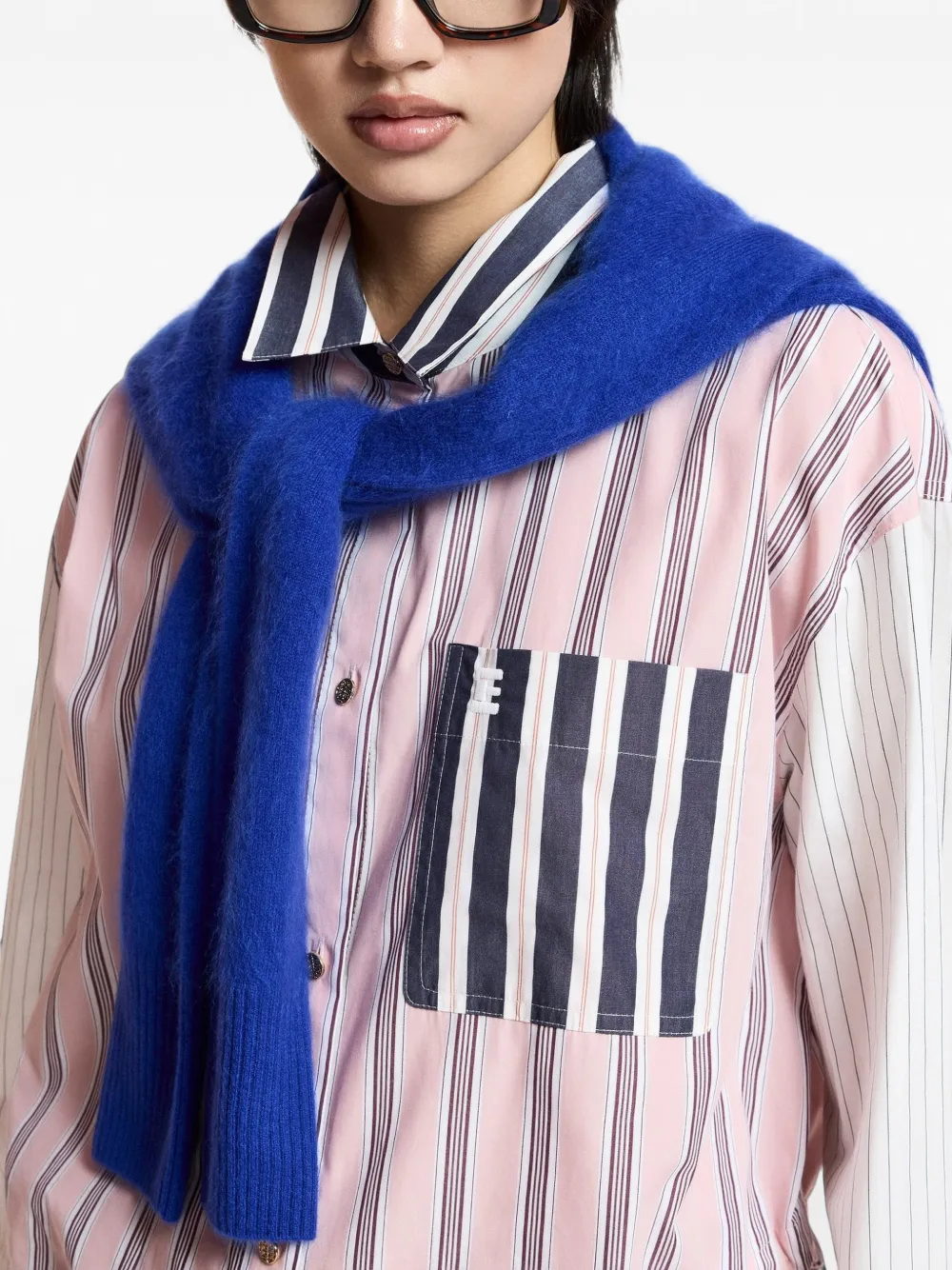 Essentiel Antwerp Kozef gestreept blouse met patchwork Roze