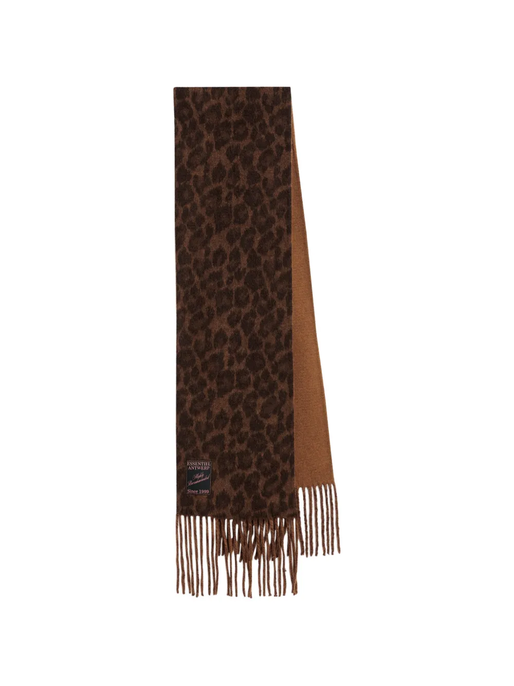 Essentiel Antwerp Sciarpa leopardato con frange - Marrone