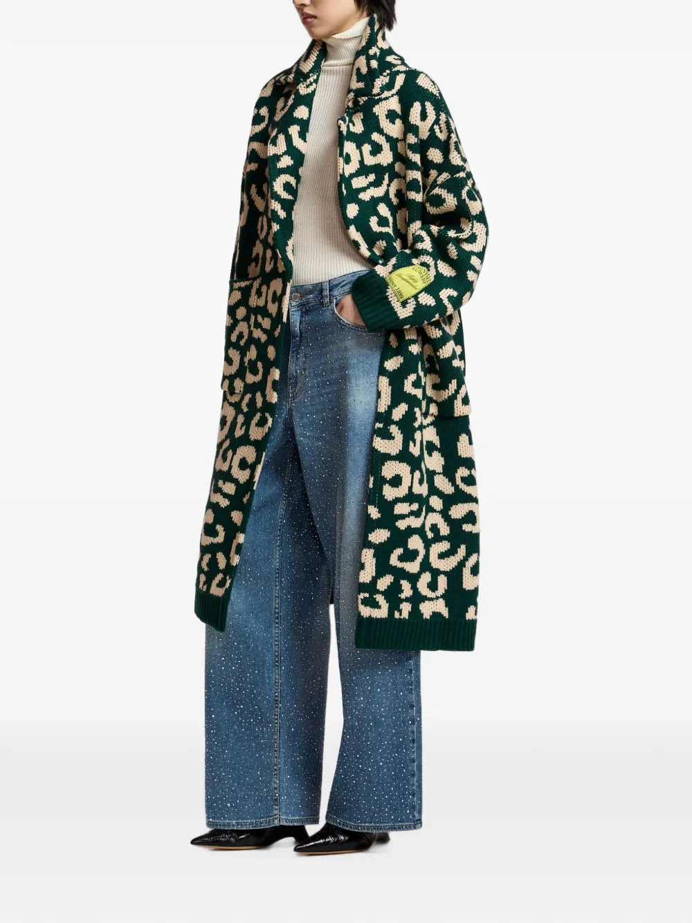 Essentiel Antwerp Keo vest met luipaardjacquard Groen