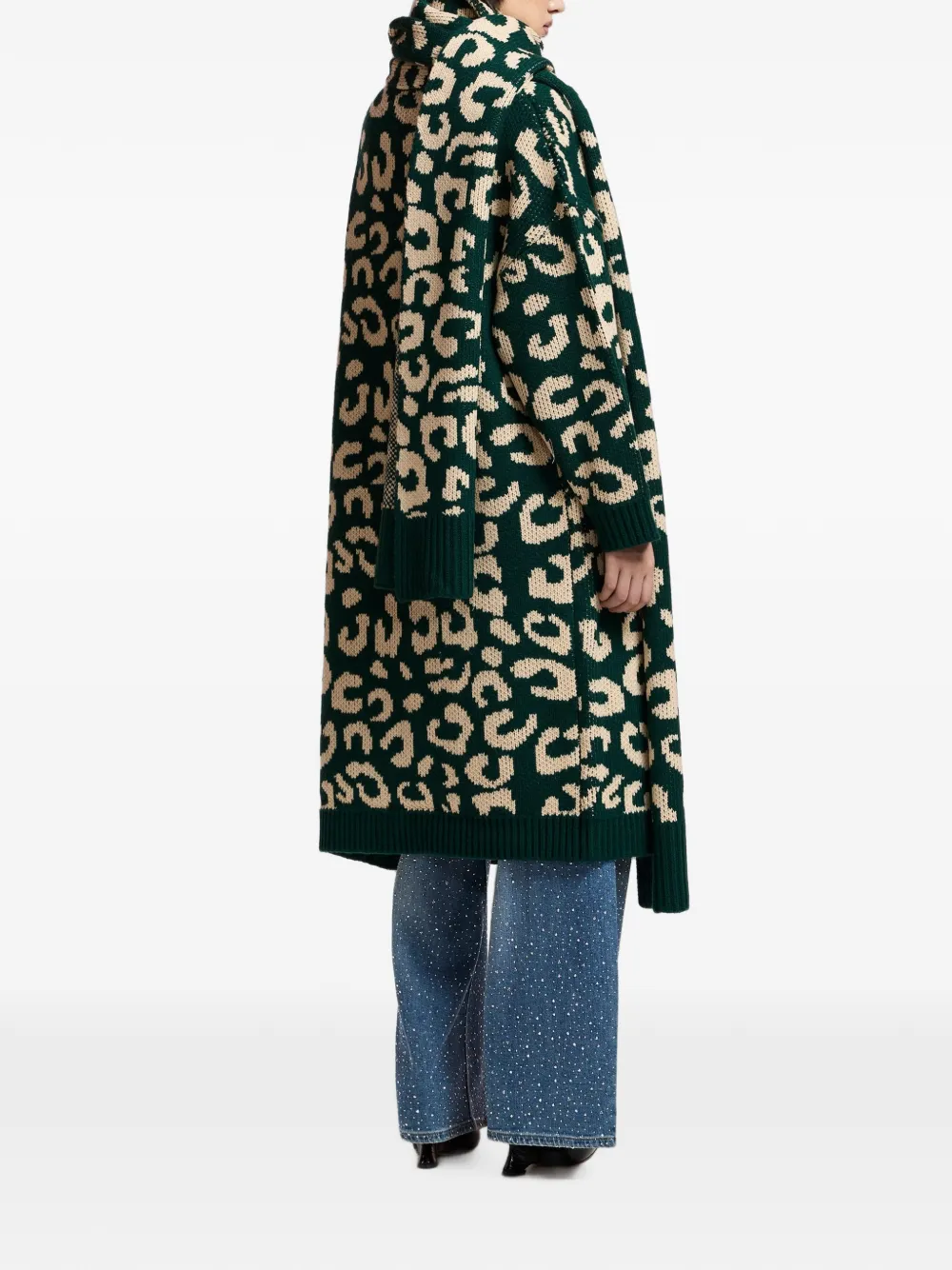 Essentiel Antwerp Keo vest met luipaardjacquard Groen