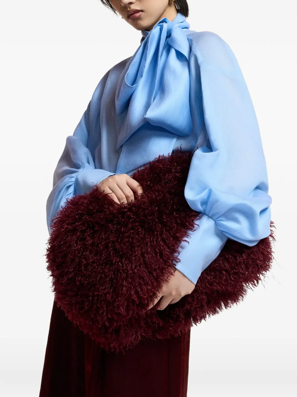 Essentiel Antwerp Katerinfaux schoudertas van imitatiebont Rood
