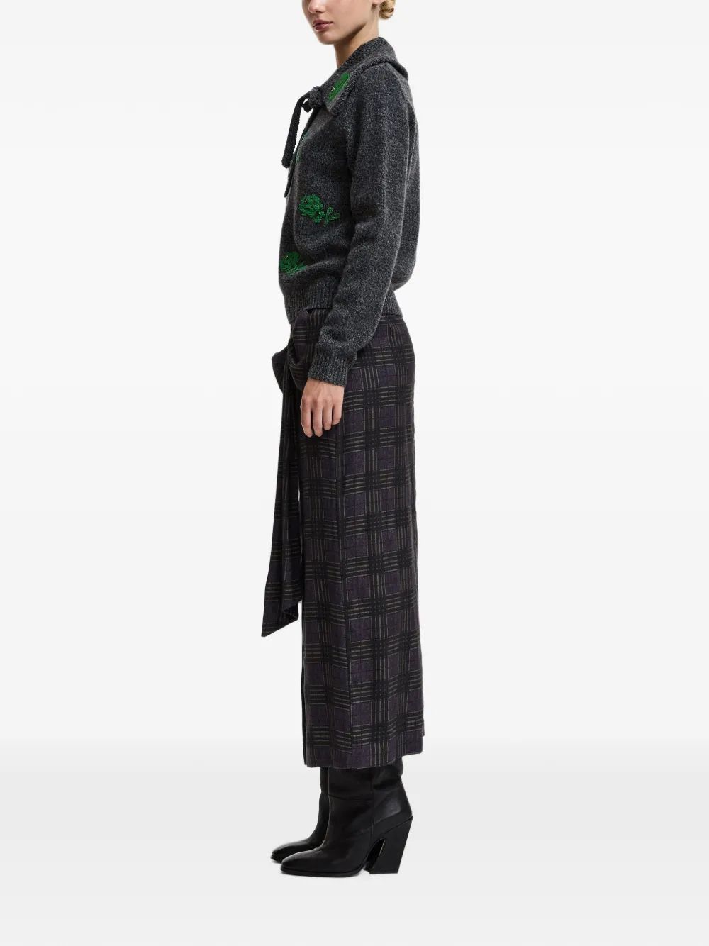 Essentiel Antwerp Geruite gedrapeerde maxi-rok Zwart