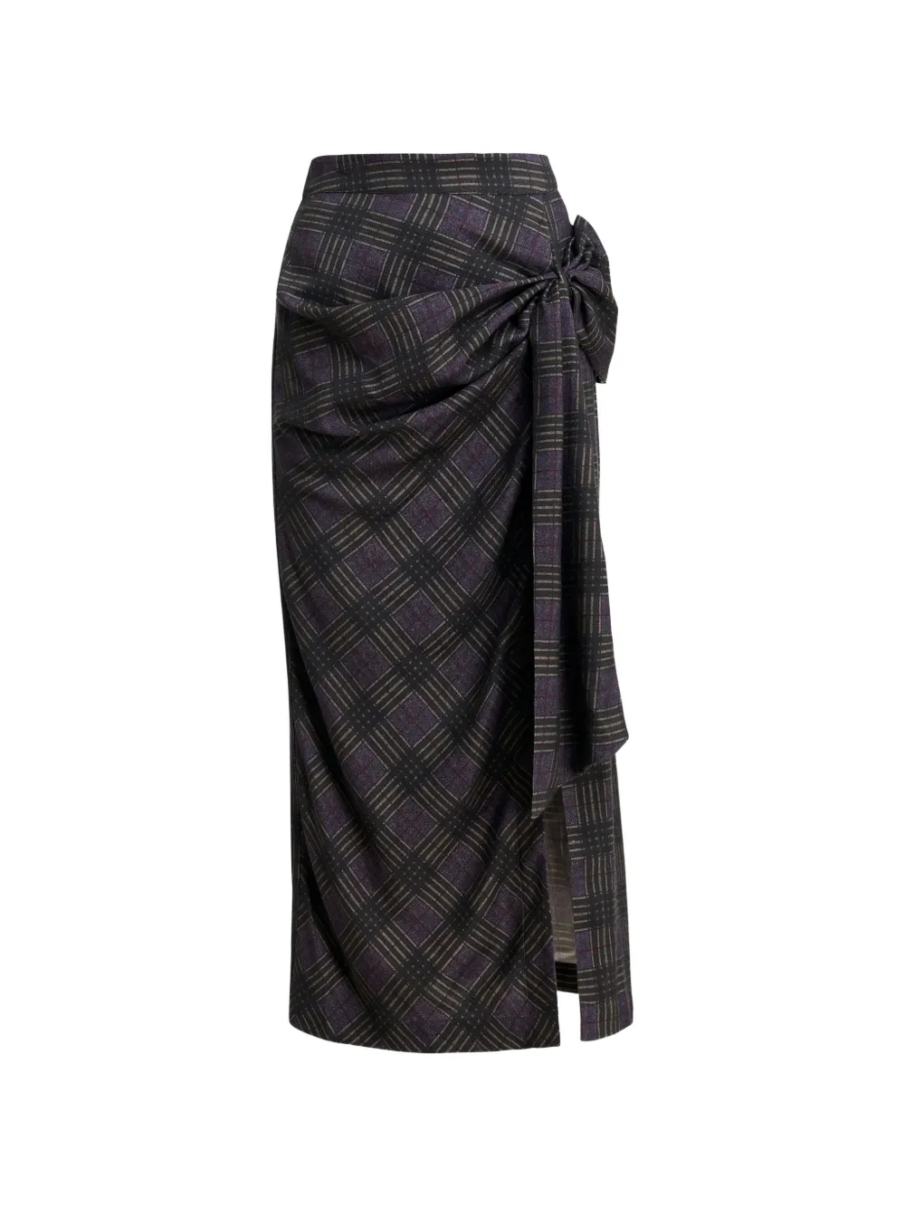 Essentiel Antwerp checked draped maxi skirt