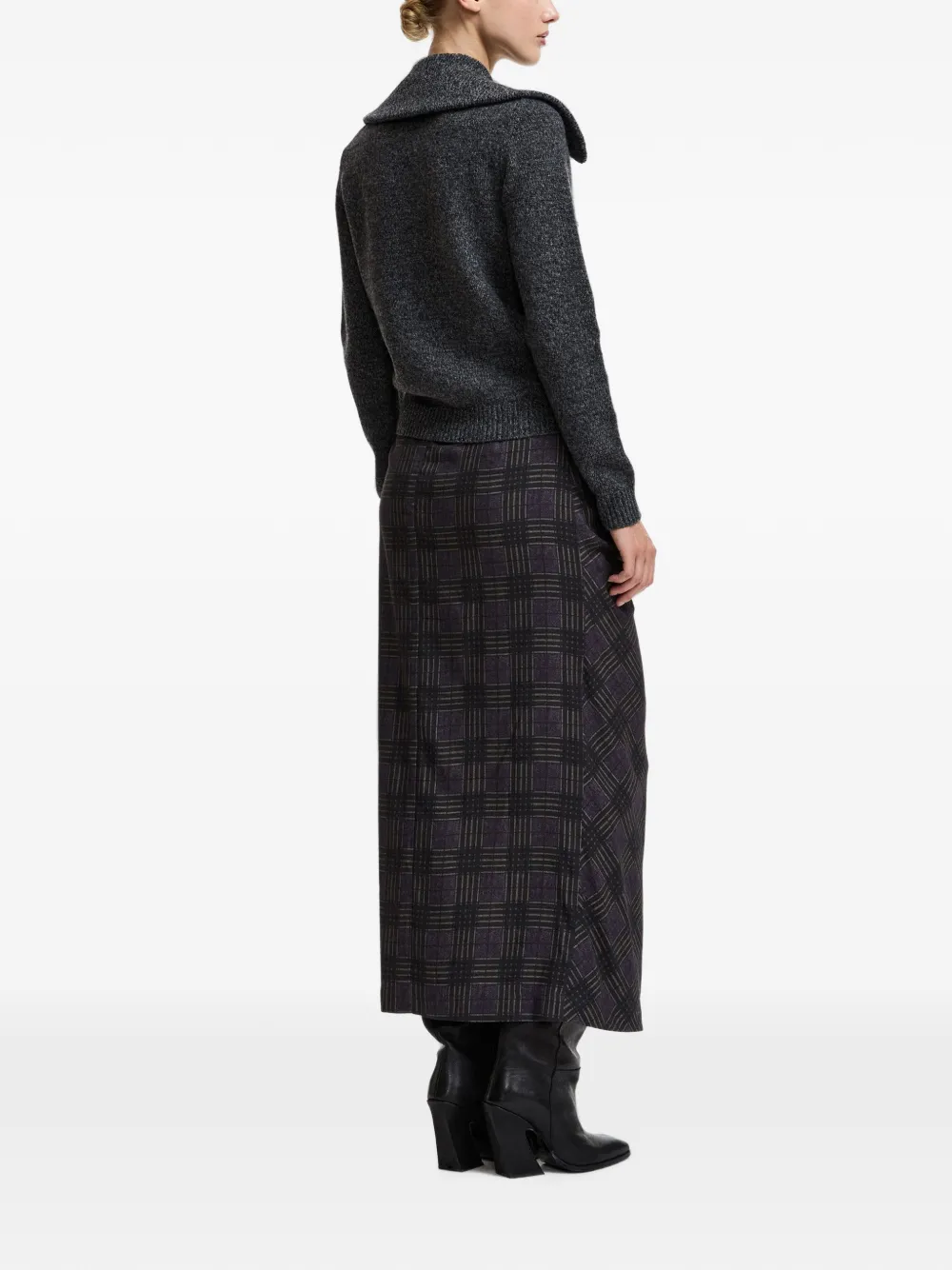 Essentiel Antwerp Geruite gedrapeerde maxi-rok Zwart