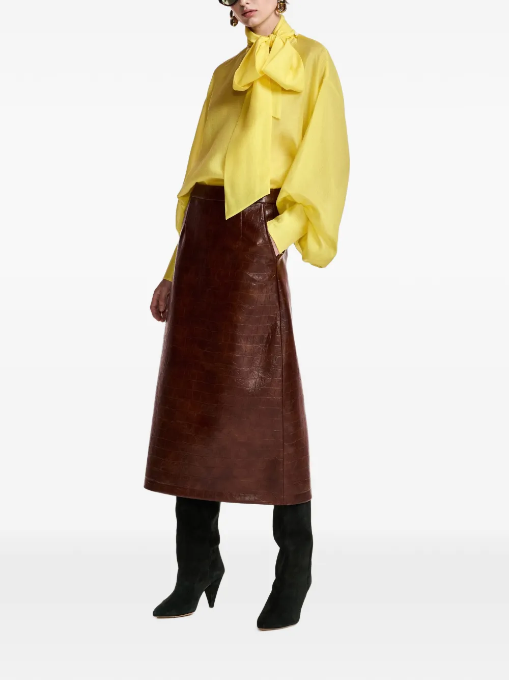Essentiel Antwerp Karismatic blouse met strik Geel