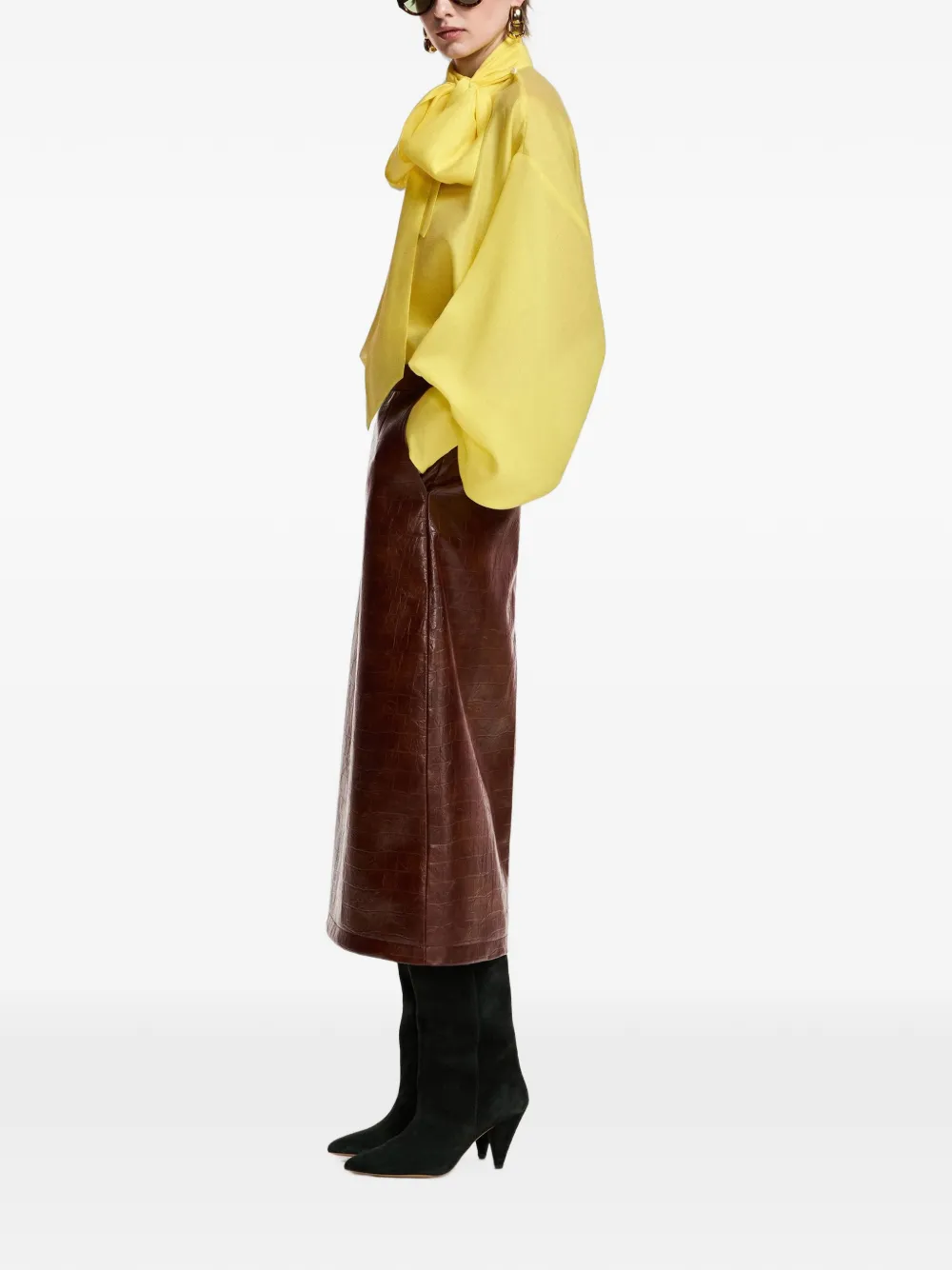 Essentiel Antwerp Karismatic blouse met strik Geel