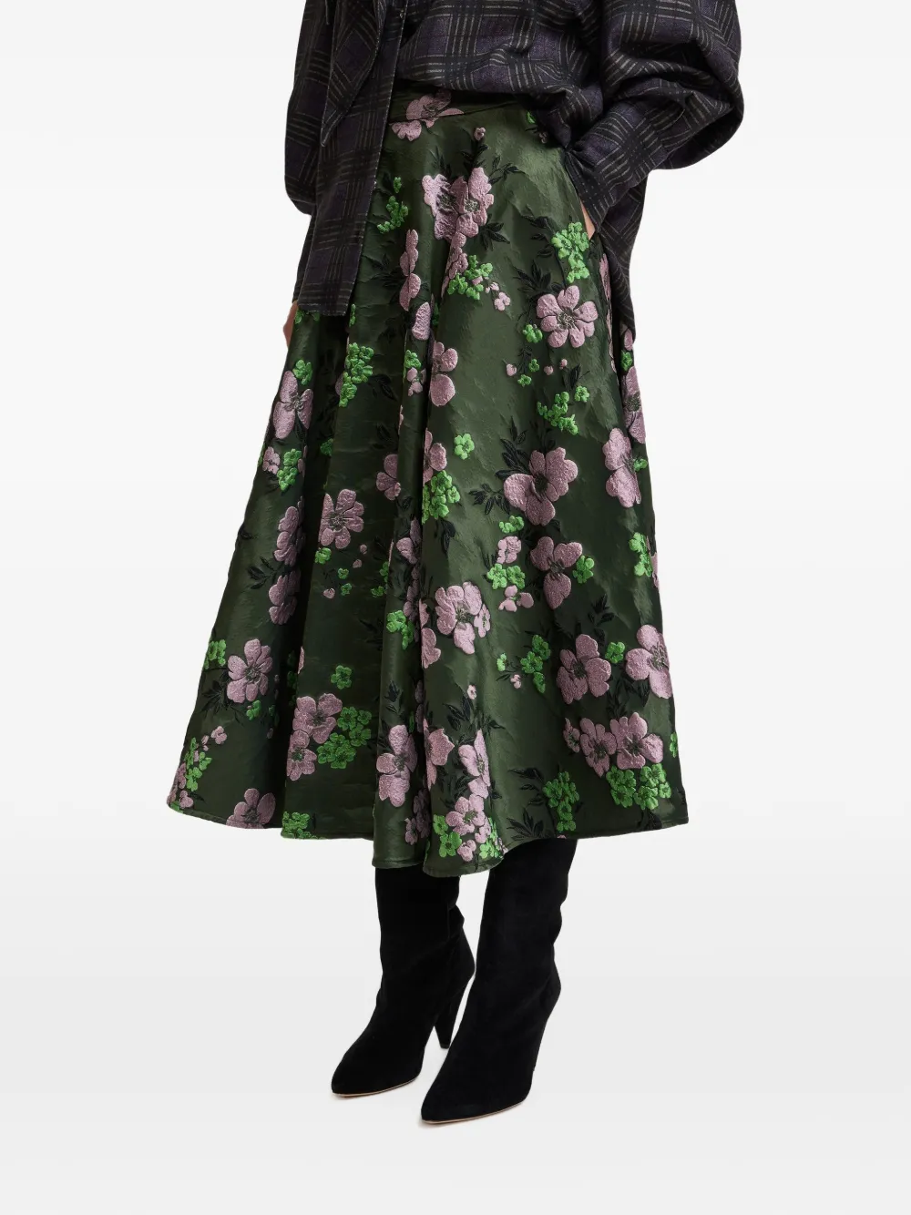 Essentiel Antwerp Kathyanne midi-rok met bloemen-jacquard Groen
