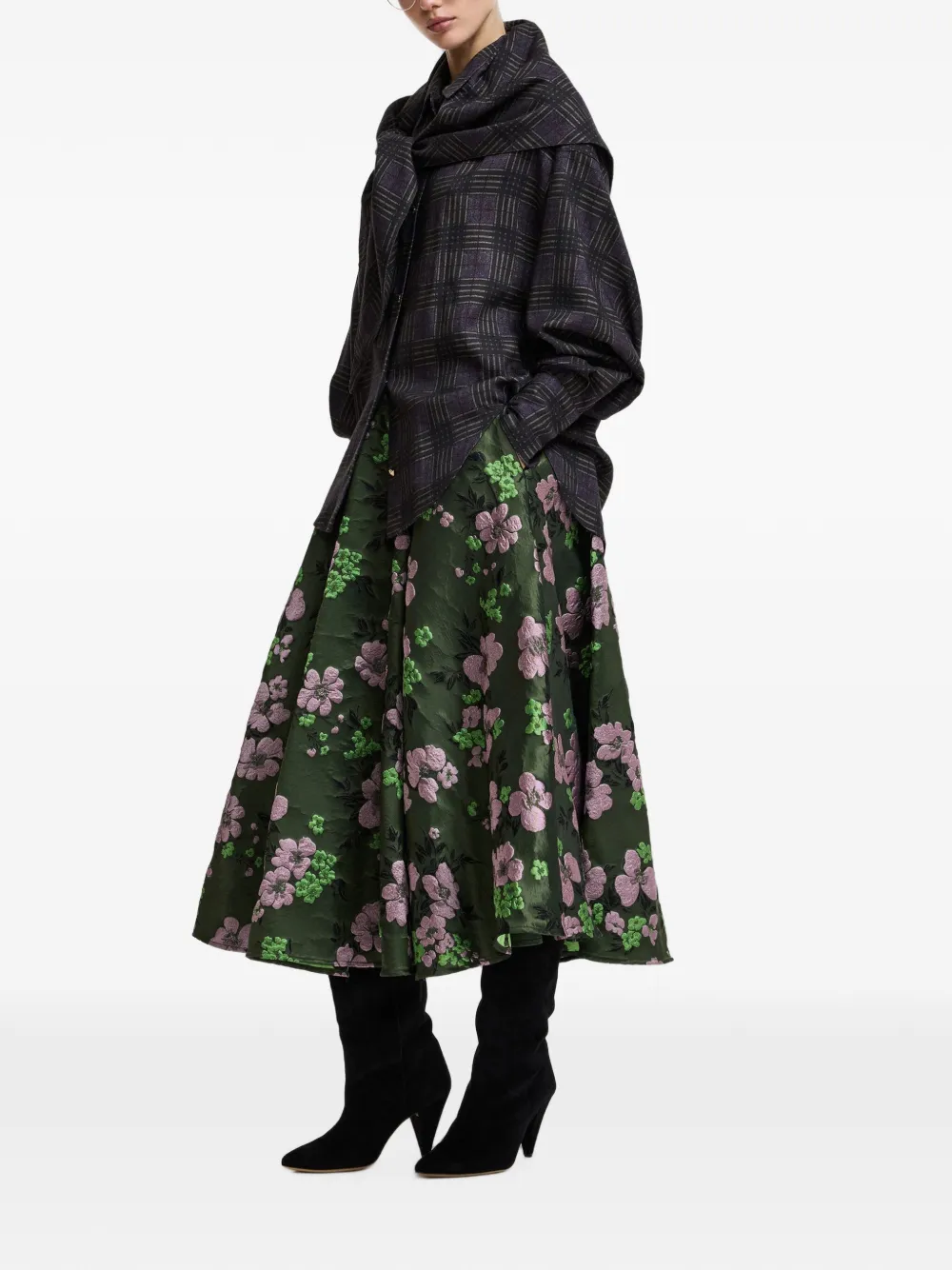 Essentiel Antwerp Kathyanne midi-rok met bloemen-jacquard Groen