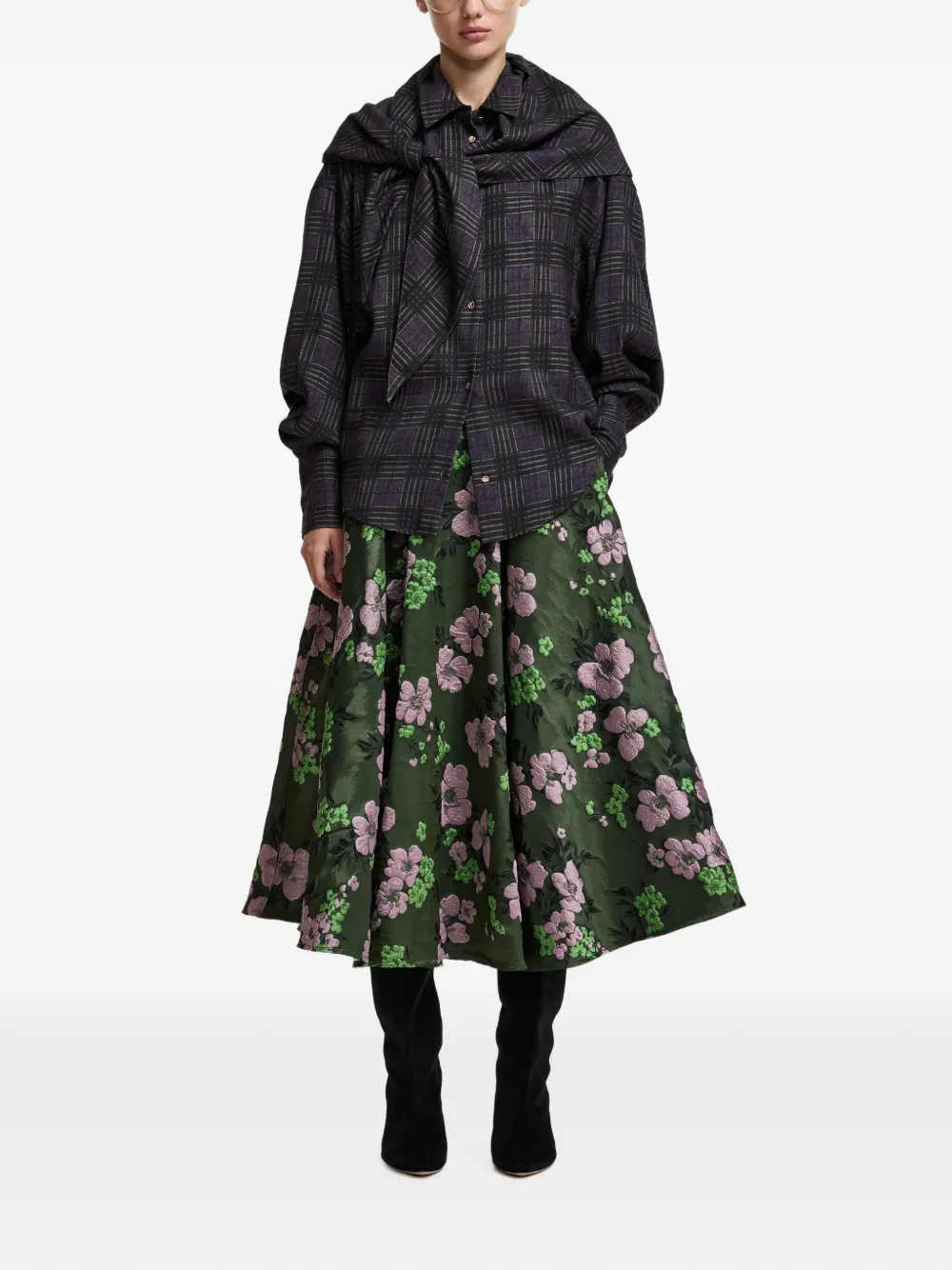 Essentiel Antwerp Kathyanne midi-rok met bloemen-jacquard Groen