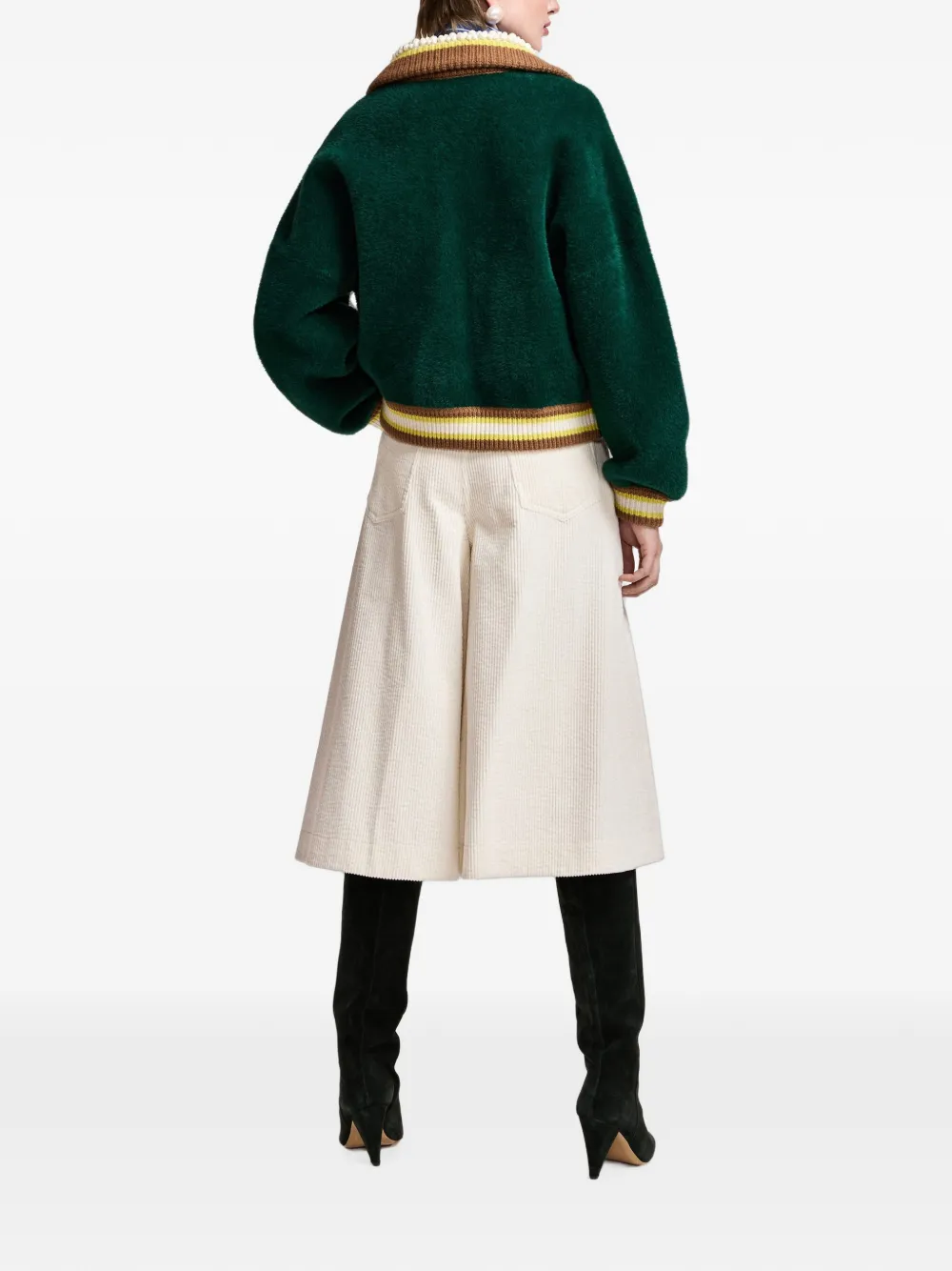 Essentiel Antwerp Ribfluwelen flared shorts Wit