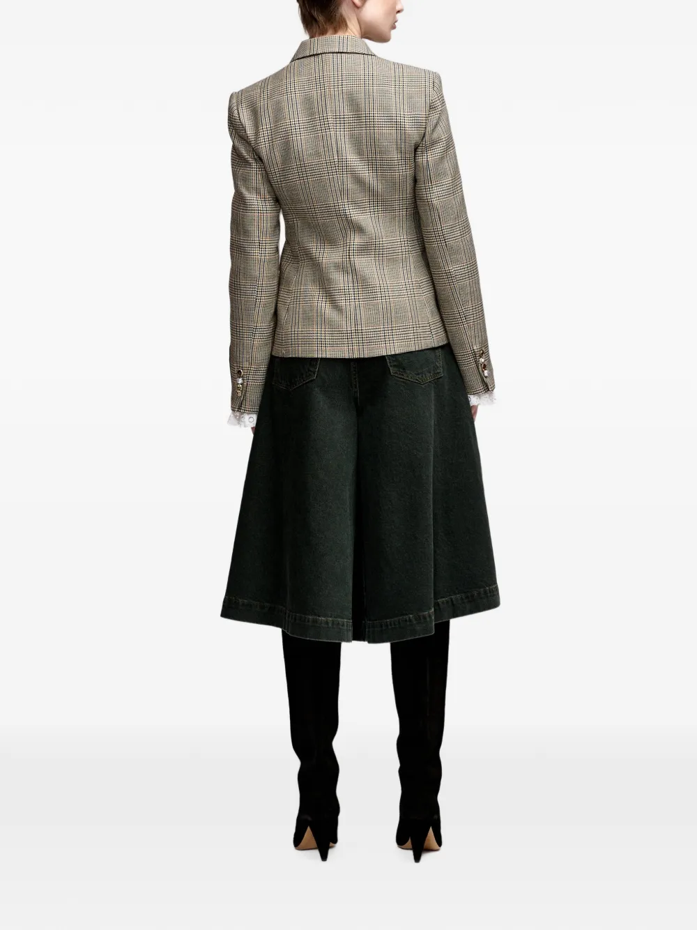 Essentiel Antwerp Karina1 geruite blazer met dubbele rij knopen Beige