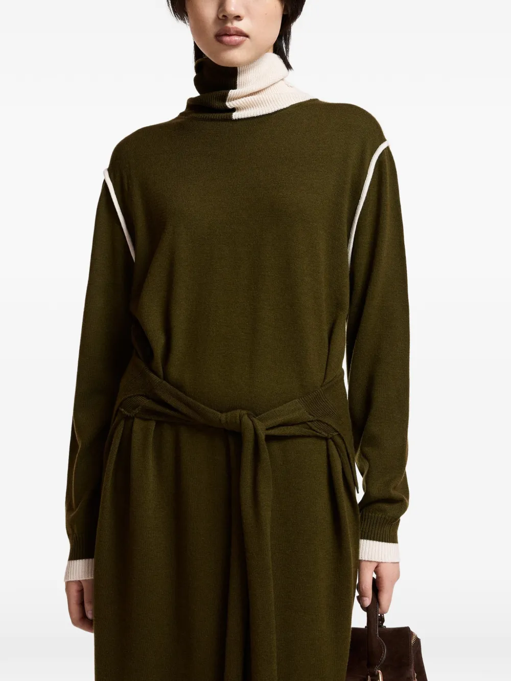 Essentiel Antwerp Kirly midi-jurk met gestrikte taille Groen