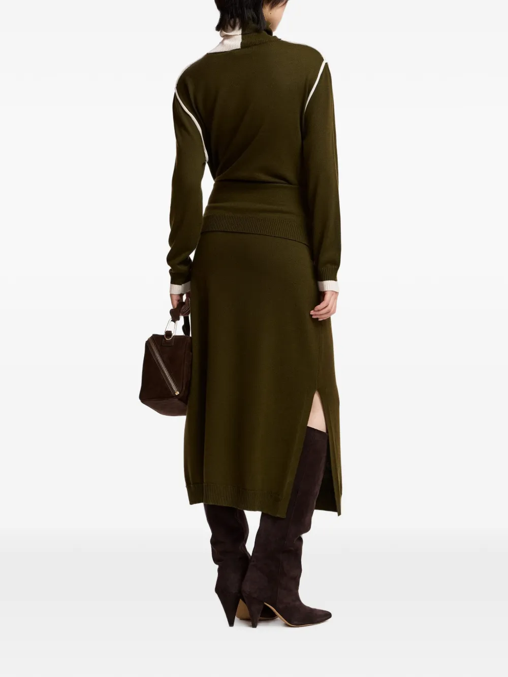 Essentiel Antwerp Kirly midi-jurk met gestrikte taille Groen