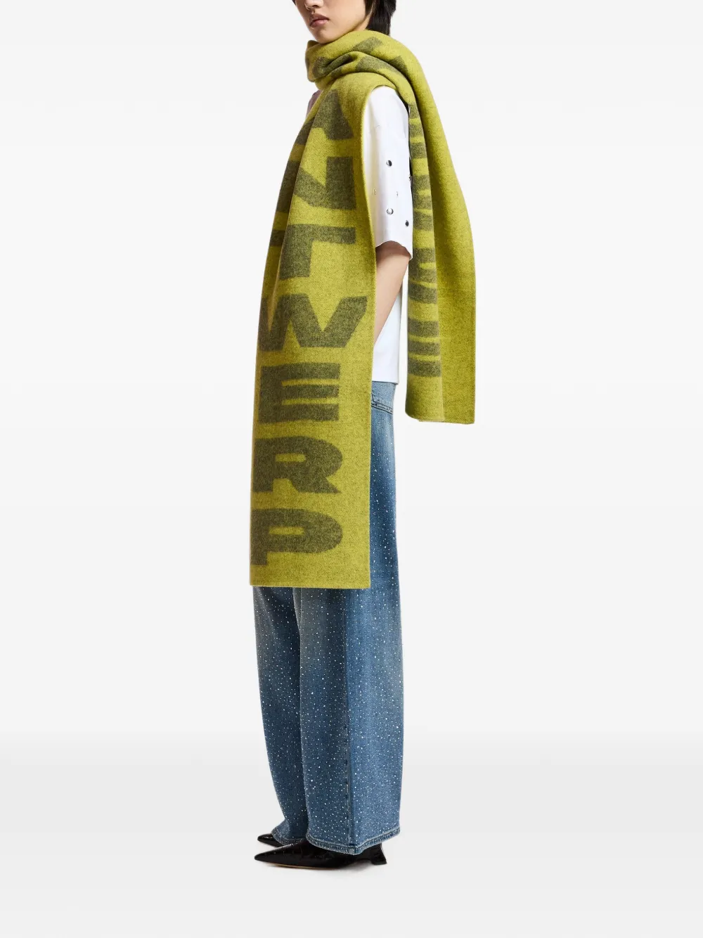 Essentiel Antwerp Krisis gebreide sjaal met logo-jacquard Geel
