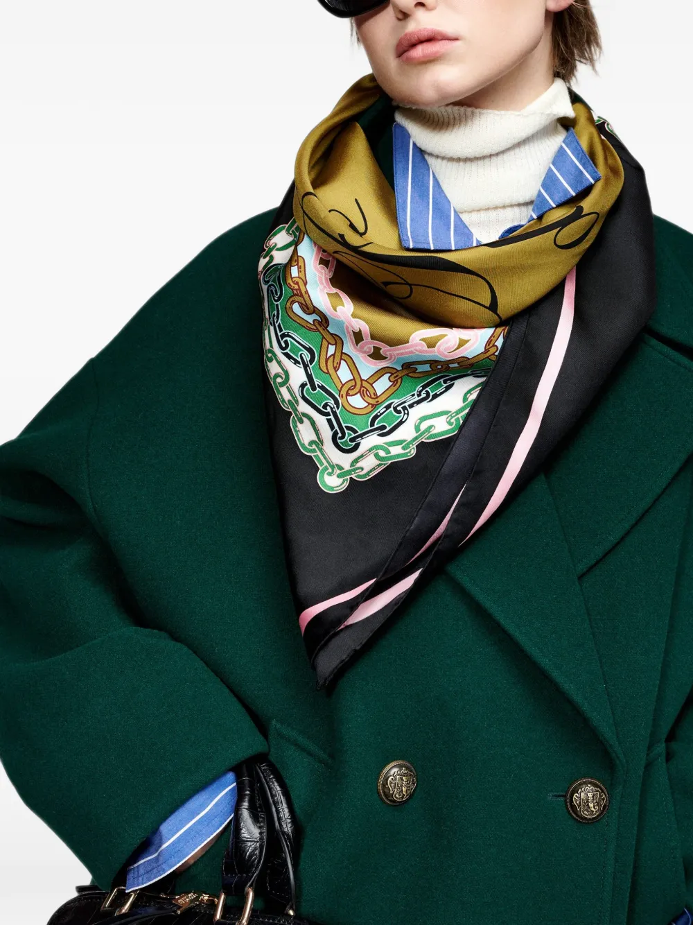 Essentiel Antwerp Klassik sjaal met kettingprint Zwart