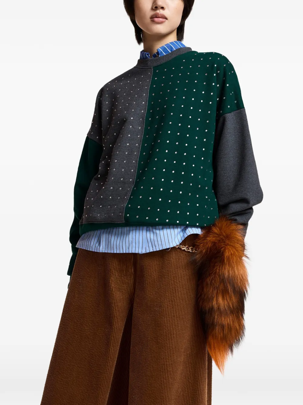Essentiel Antwerp Koldi sweater verfraaid met stras Groen