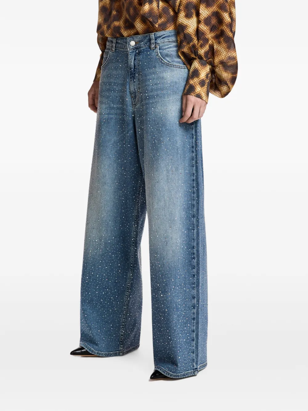 Essentiel Antwerp Jeans verfraaid met stras en wijde pijpen Blauw