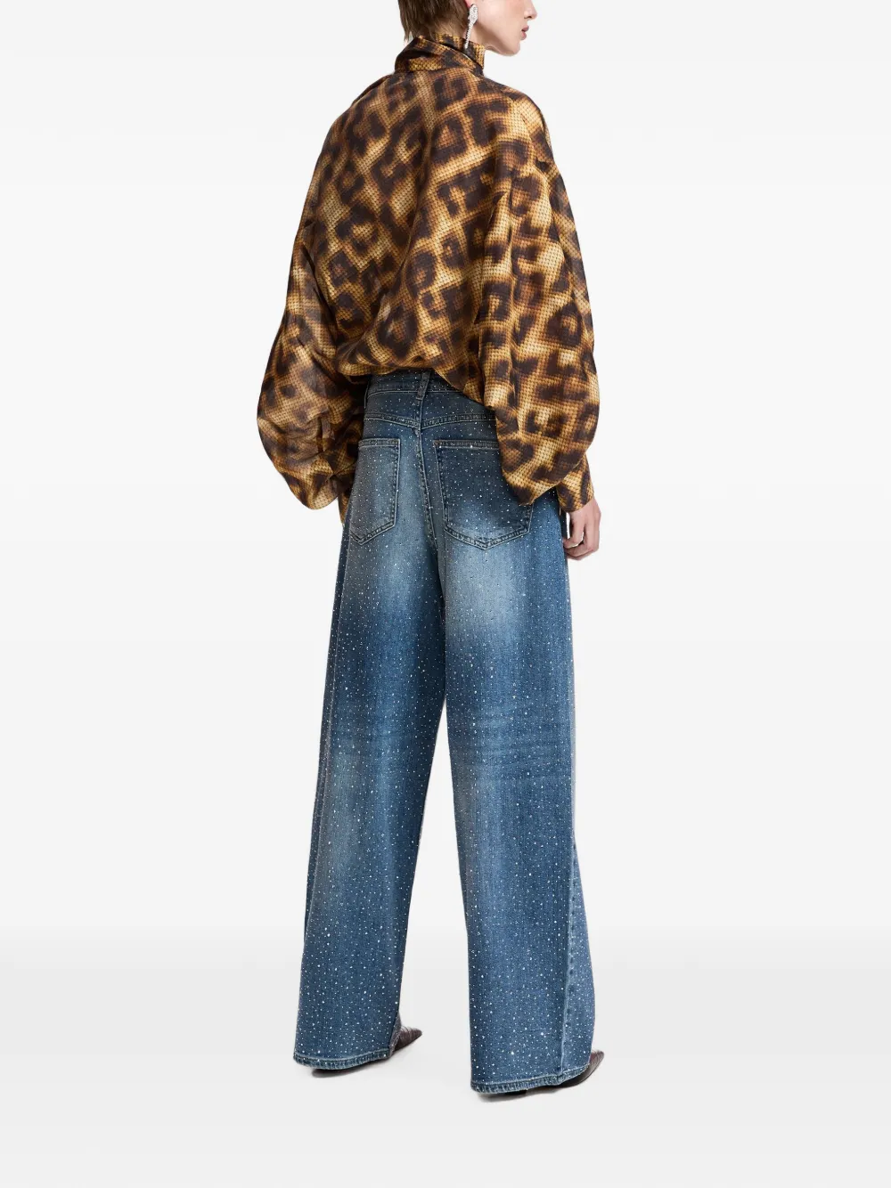 Essentiel Antwerp Jeans verfraaid met stras en wijde pijpen Blauw