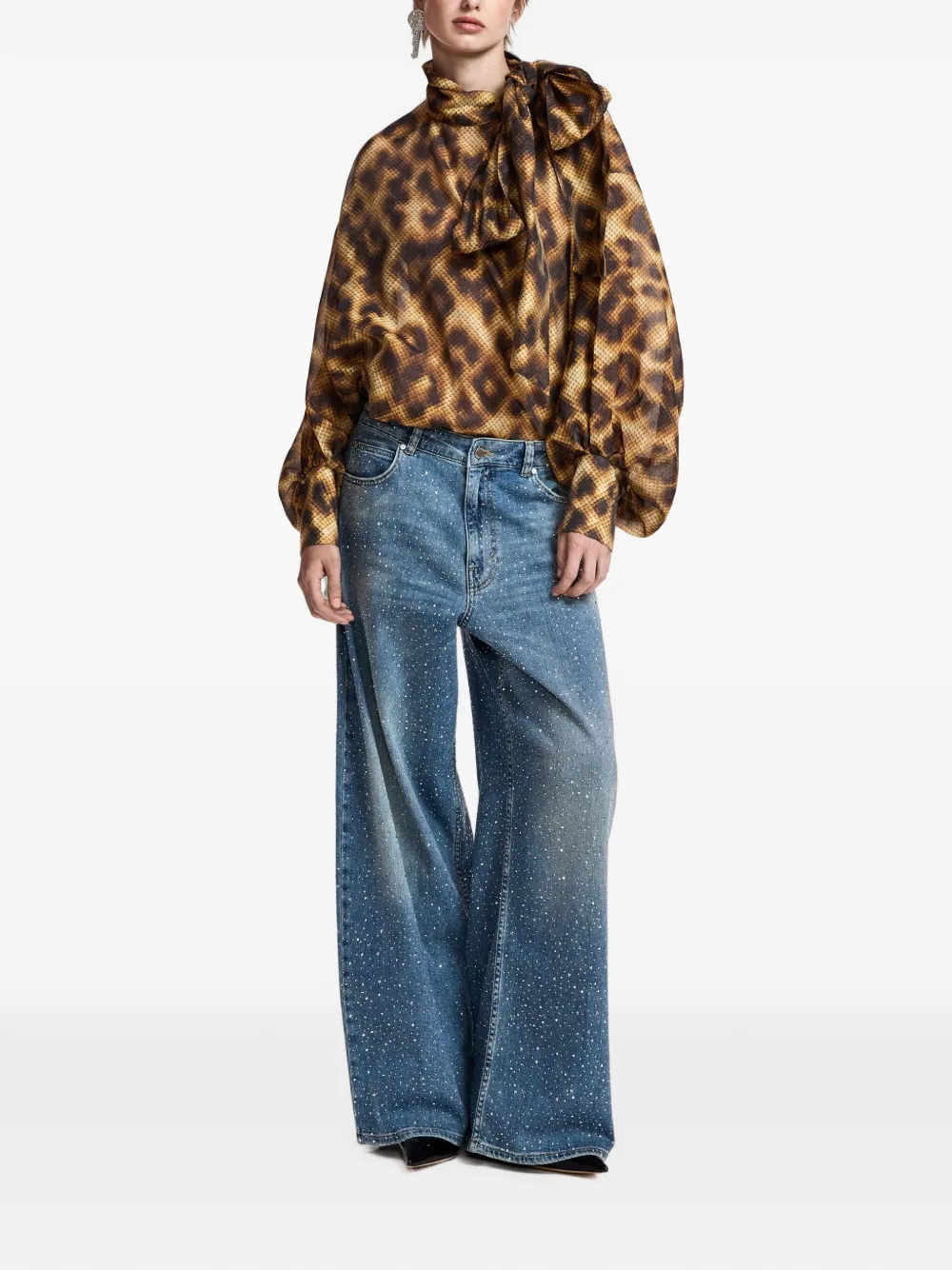 Essentiel Antwerp Jeans verfraaid met stras en wijde pijpen Blauw
